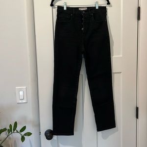 Everlane, high rise slim straight, button fly, size 29 ankle, black